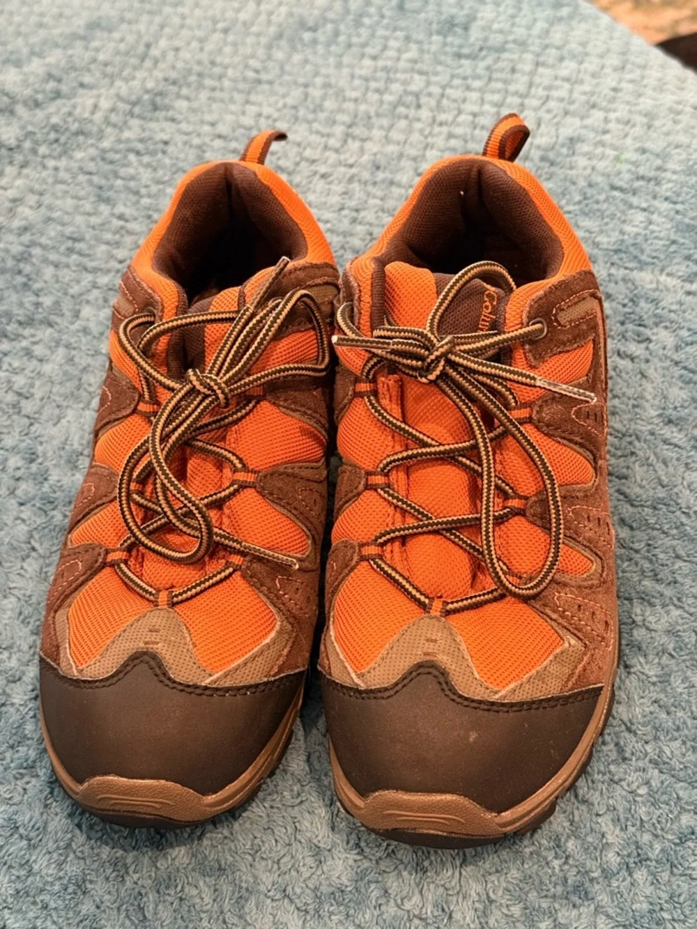 Columbia Beartooth Hiking Shoe Youth Boy Size 5 Waterproof Orange & Brown Boot - Picture 2 of 7